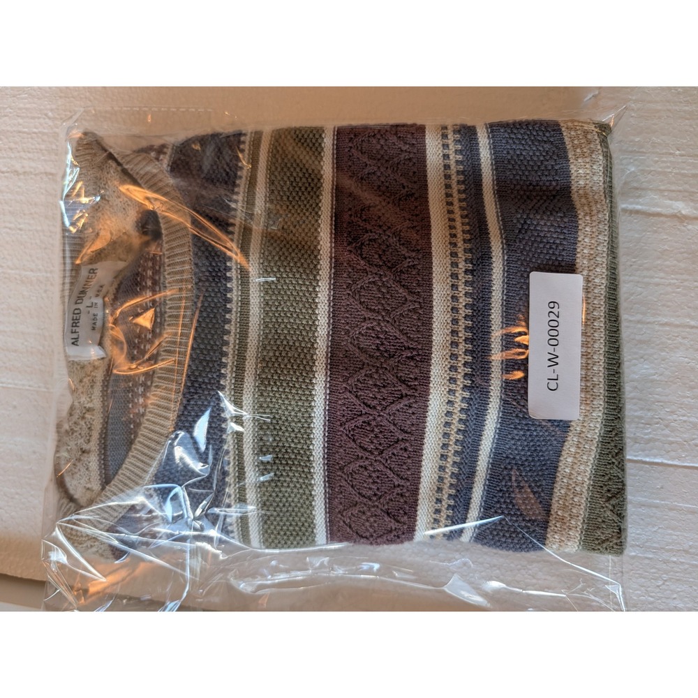 Alfred Dunner VTG Striped Cable Knit Short Sleeve Sweater Large Made in USA - Picture 7 of 7